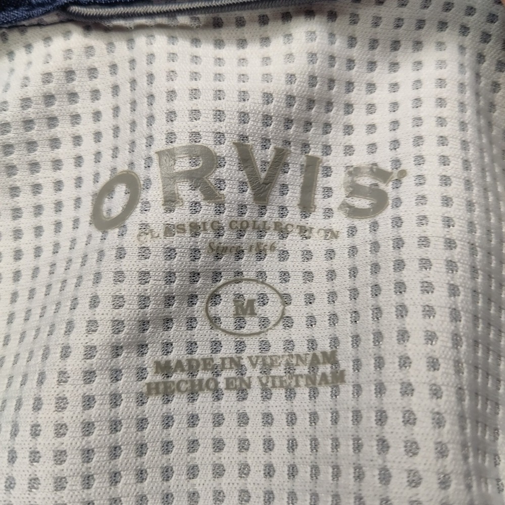 ORVIS Men Medium Blue Black Heather Polyester Button Outdoor Shirt EUC - Picture 6 of 14
